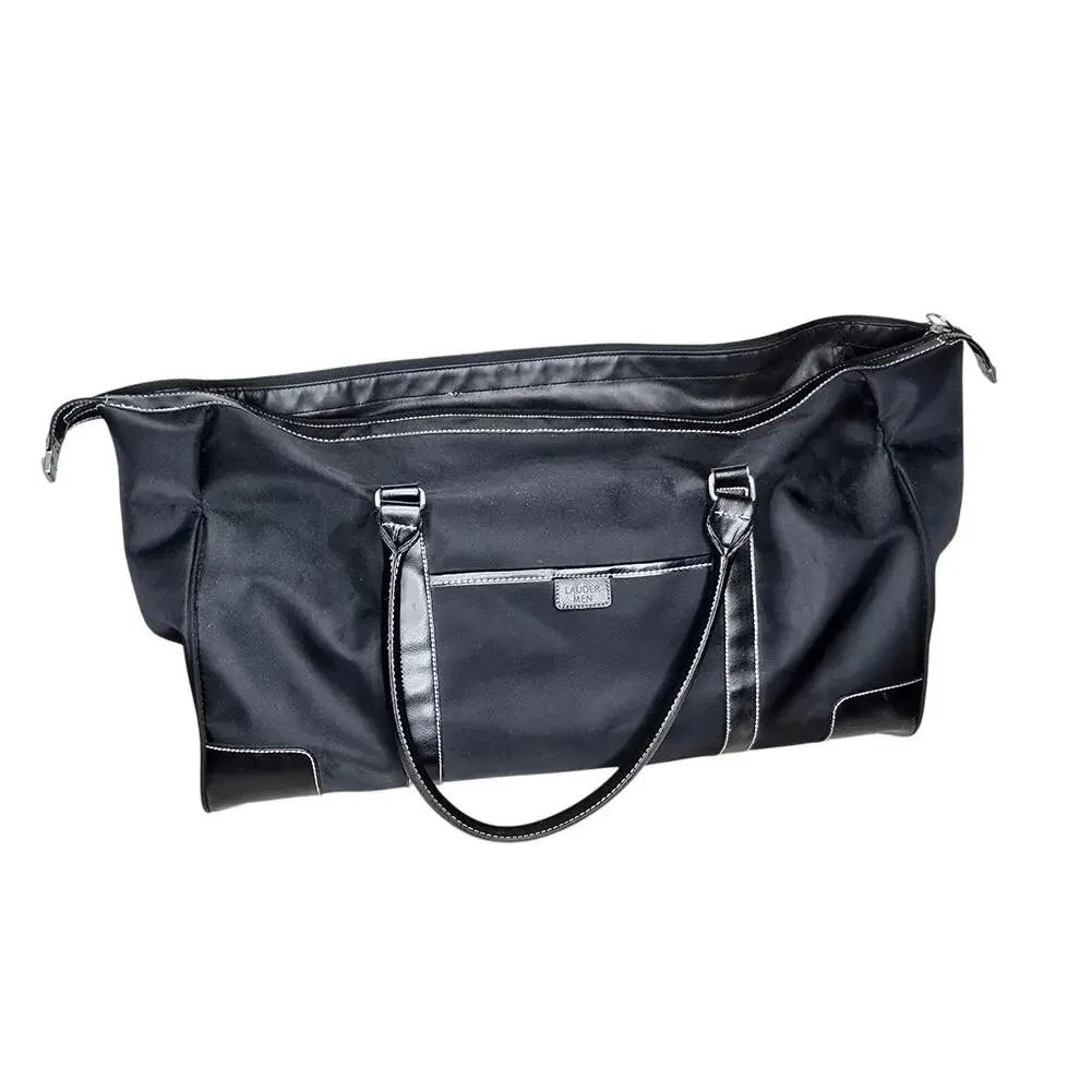 Vintage 90s Estee Lauder Men Black Travel Duffel Bag Weekender GWP